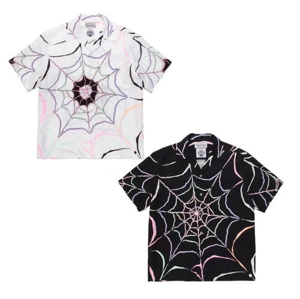 

23ss print short shirts men women 1 quality hawaii beach casual shirt, White;black