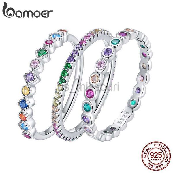 

band rings bamoer 925 sterling silver multicolor zircon finger ring for women trendy fashion dazzling cz stone anillos jewelry gift j230531