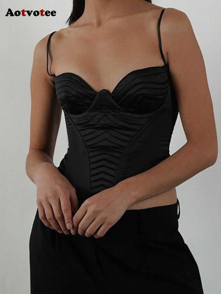 

camis tank women 2023 new fashion spring summer streetwear slim solid crop women chic vintage backless y2k, Black