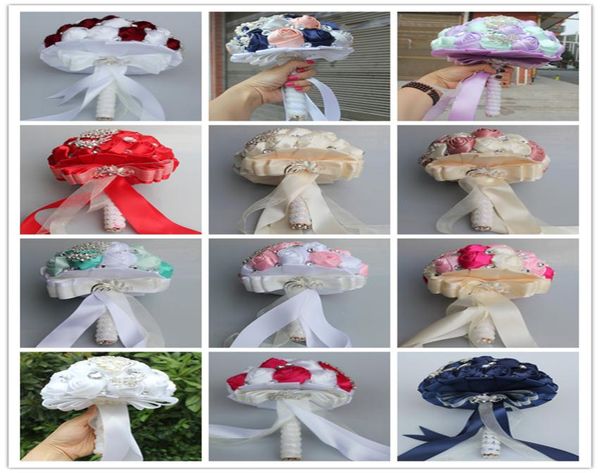 

wedding bouquet rose artificial sweet 15 quinceanera bouquet crystal silk ribbon new buque de noiva 37 colors w22812759263