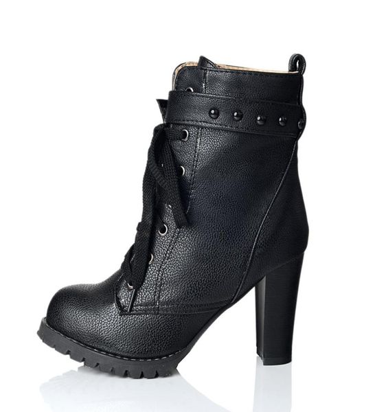 

2018 large sizes 3443 ankle boots rivets fashion high heel women shoes woman autumn winter warm fur boots female shoe3757216, Black