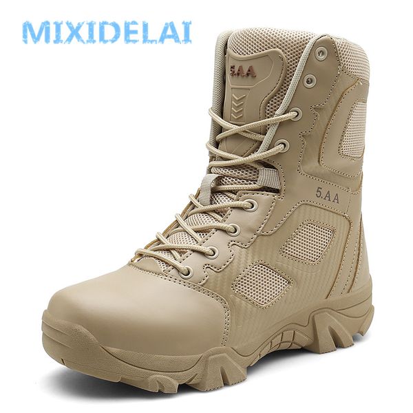 

size 39-47 desert tactical mens boots wear-resisting army boots men waterproof outdoor hiking men combat ankle boots, Black