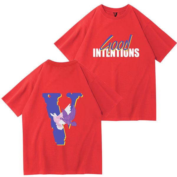 

2023 new vlone men's and women's official website same printed round neck luxury loose short sleeve sports classic versatile under, White;black