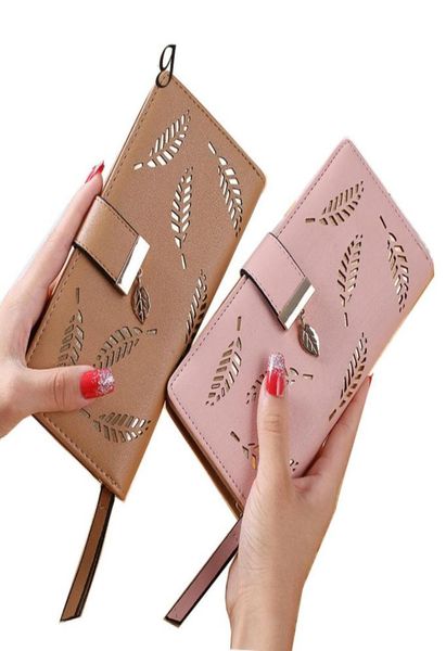

women wallet pu leather purse female long wallet gold hollow leaves pouch handbag for women coin purse card holders clutch wholesa7991775, Red;black