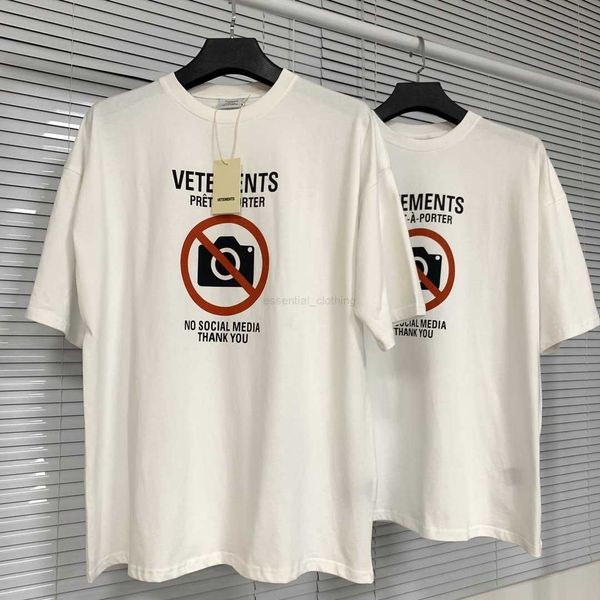 

23ss europe france vetements shop no social media antisocial embroidery tshirt fashion mens t shirts women clothes casual cotton tee n19v, White;black