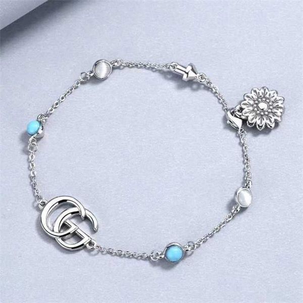 

designer jewelry bracelet necklace ring turquoise daisy old flower hip hop trend hollowed out women's tassel bracelet high quality, Black