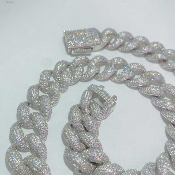 

wholesale gold miami cuban link chain 18mm width hip hop 22 24 inch men cuban necklace moissanite jewelry custom cuban chain, Silver