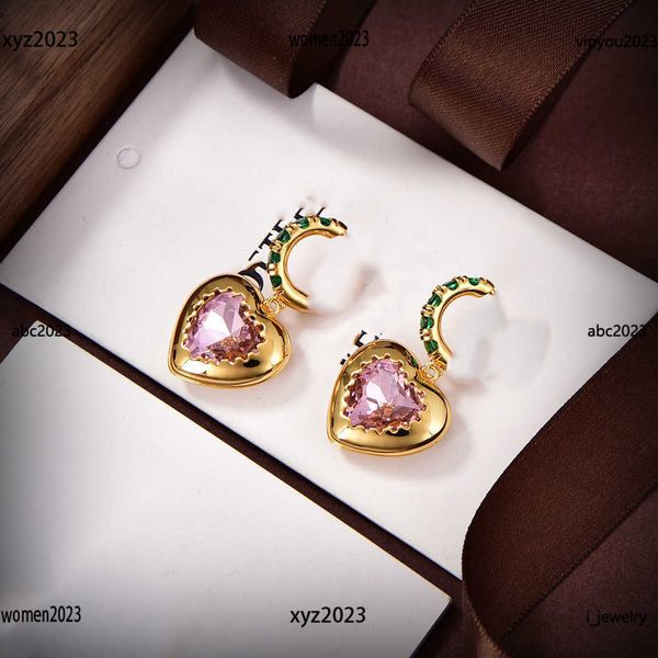 

designer women's earrings inlaid with purple diamonds jewelry heart shaped shape dangle & chandelier #including brand box new arriv, Silver