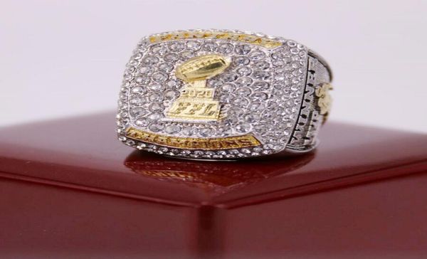 

factory whole 2020 fantasy football championship ring usa size 8 to 14 with wooden display box drop4765564, Golden;silver