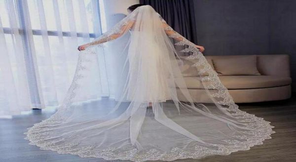 

stunning wedding veils long formal sequins lace appliques wedding headpieces women tulle bridal veils with comb8141692, Black
