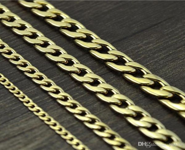 

never fade stainless steel figaro chain necklace 4 sizes men jewelry 18k real yellow gold plated 9mm chain necklaces for women men6136727, Silver