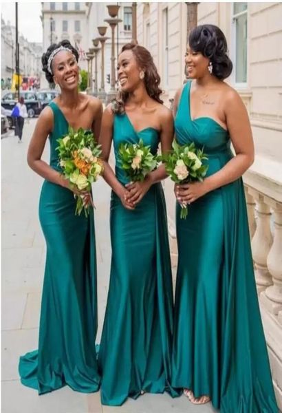 

african emerald green bridesmaid dresses off shoulder mermaid slit floor length with split maid of honor wedding party gowns6894566, White;pink