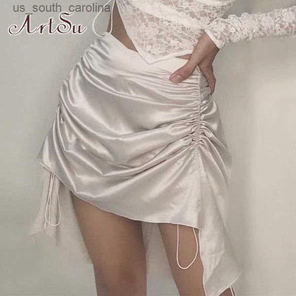 

artsu white satin skirt womens 2023 y2k accessories summer high waist pencil skirt gothic clothes black mini skirt short faldas l230522
