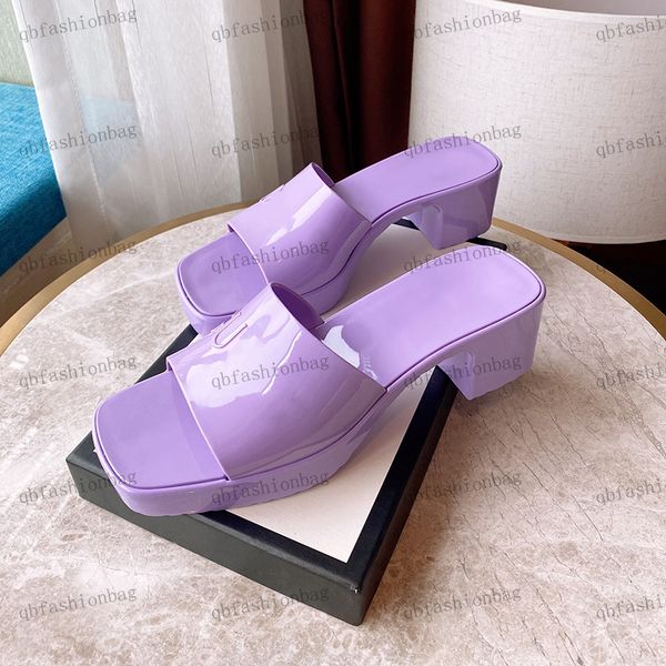 

womens high heels 5.5cm jelly women shoes solid color printed slippers thick heel sandals platform height raising shoes beach shoes dress sh, Black