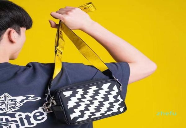 

1212new 2022 brand mini men off yellow canvas belt white shoulder bag canvas chest pack waist bags multi purpose satchel messenger9776617