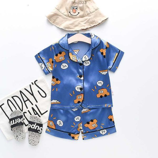 

g2pp blet pajamas kids pajamas set silk pajamas boys girls cartoon print pyjamas short sleeve blouse shorts underwear children sleepwear su, Blue;red