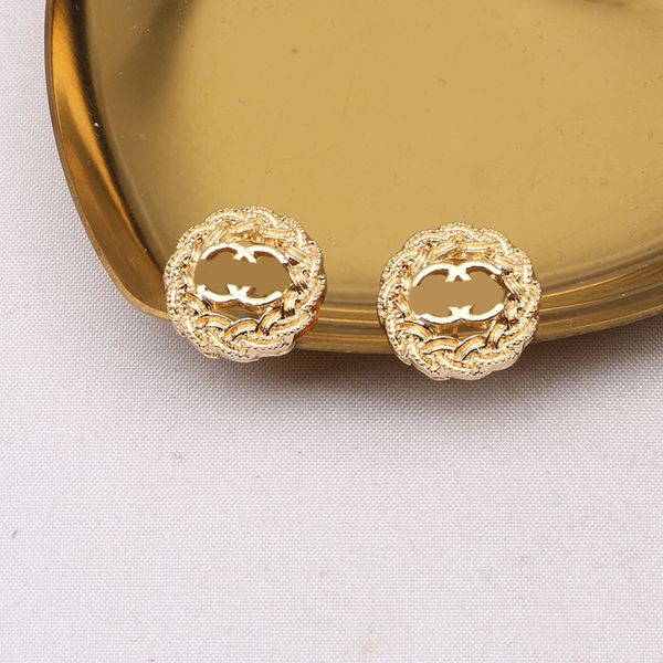 

20style luxury designer brand letters stud earring famous women double letter wavy pattern studs earrings wedding party jewerlry high qualit, Golden;silver