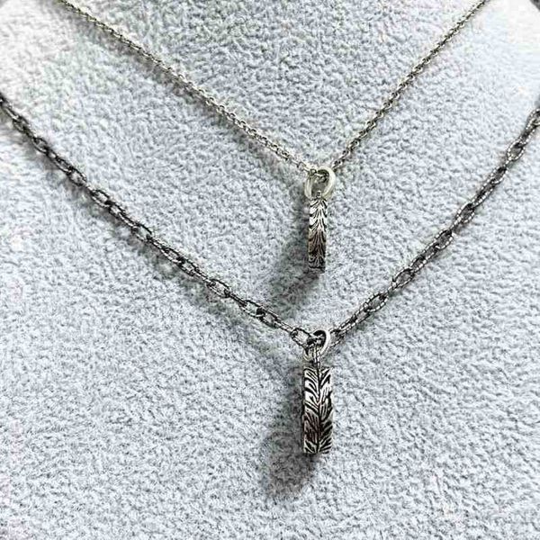 

designer jewelry bracelet necklace ring ancient style carved pattern pendant for men women simple fried dough twist couple necklacenew jewel, Silver