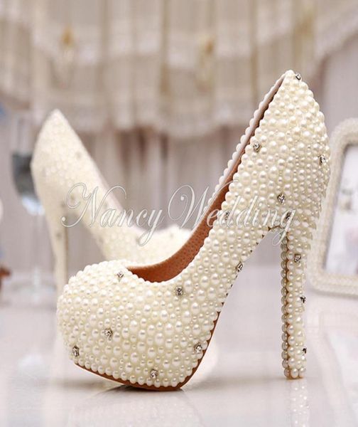 

women wedding shoes bridal spring single high heels ivory pearl rhinestone party prom shoes women pumps mother of bri9598319, Black