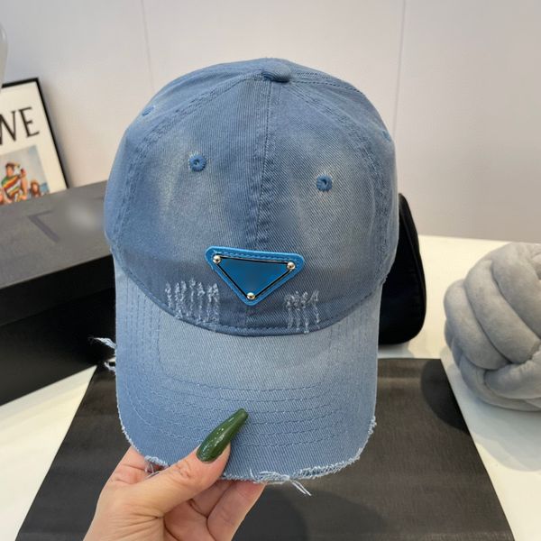 

blue denim mens designer caps anti uv men snapbacks triangle luxury fashion designers women baseball cap, Blue;gray