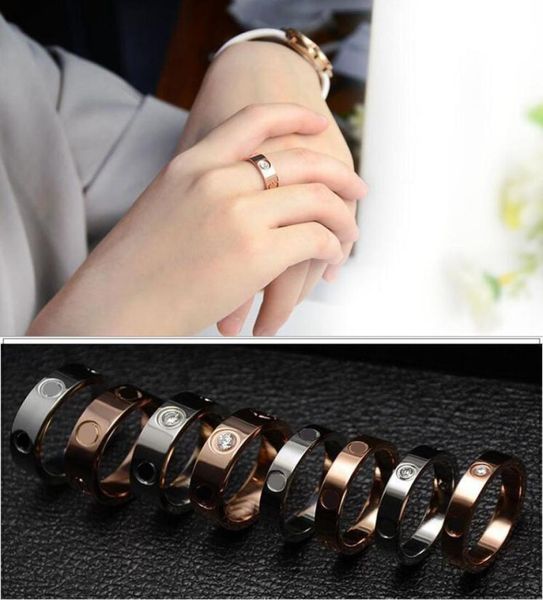 

fashion jewelry stainless steel couple love diamond ring jewelry wedding rings for female women gift engagement us size 5119781449, Silver
