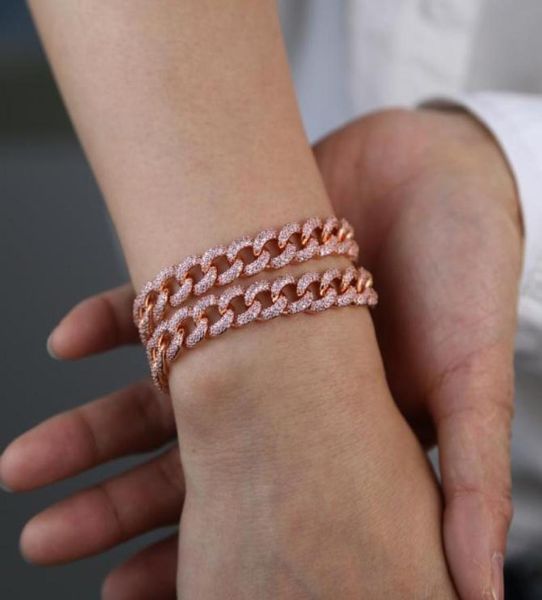 

chokers 2021 fashion rose gold pink white cz cuban link chain necklace bracelet for women girls iced out bling jewelry5134036, Golden;silver