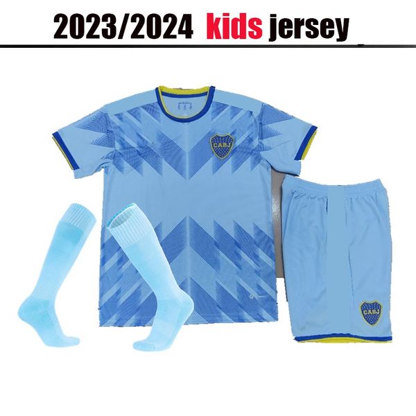 

benedetto 2023 2024 boca juniors soccer jerseys villa salvio kids kit socks camisa de futebol 22 23 24 football shirt tevez carlitos marcos, Black