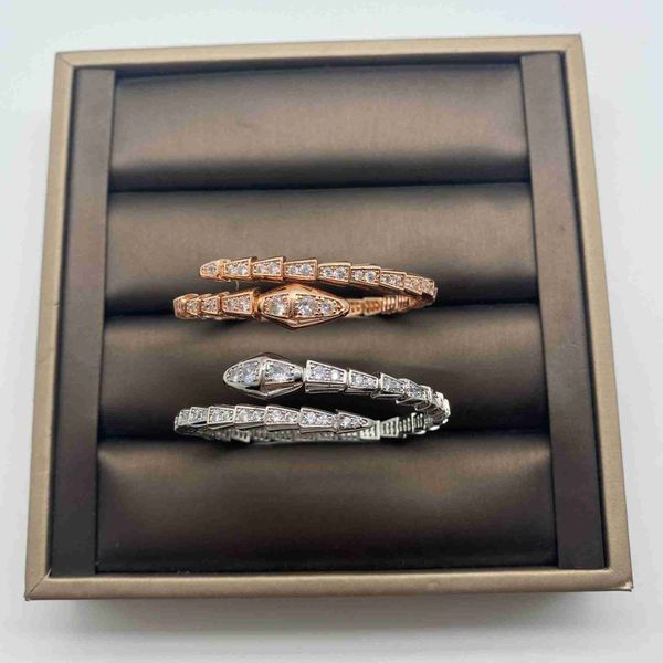 

designer luxury belgary brand bracelet /bjia snake bone bracelet female spring full diamond narrow snake fashion open bracelet female, Black