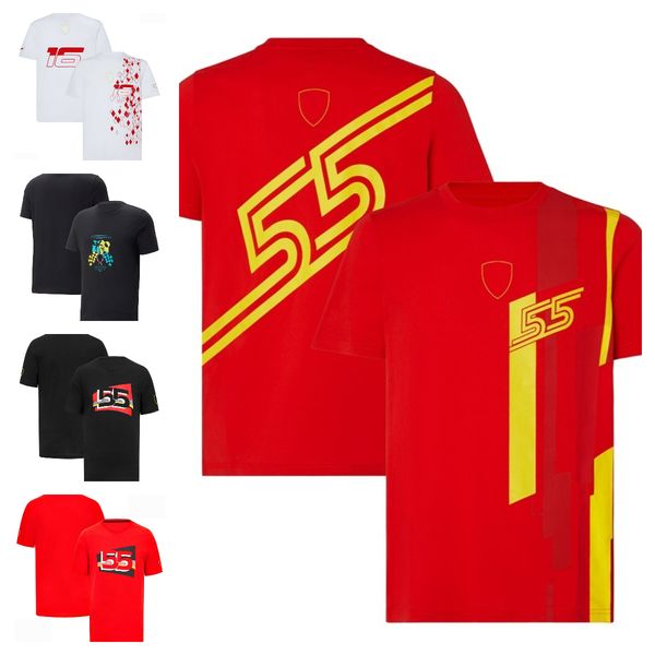 

2023 new f1 team uniform summer red racing suit short sleeve round neck quick-drying t-shirt plus size customization