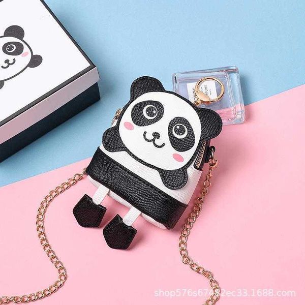 

crossbody fashion trending leather panda coin purse keychain bag, Red;black