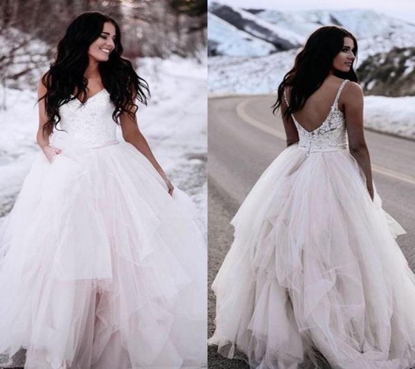 

winter ball gown bridal gowns wedding dresses gothic plus size country straps lace floor length tulle princess7472400, White