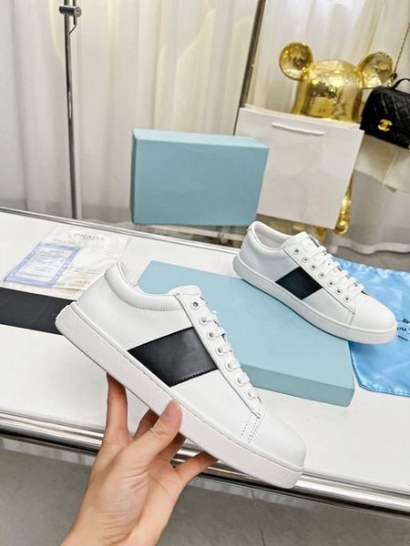 

2023new designer sneaker casual shoes leather sneakers embroidered stripes white shoes flat platform walking sports trainers 0529, Black