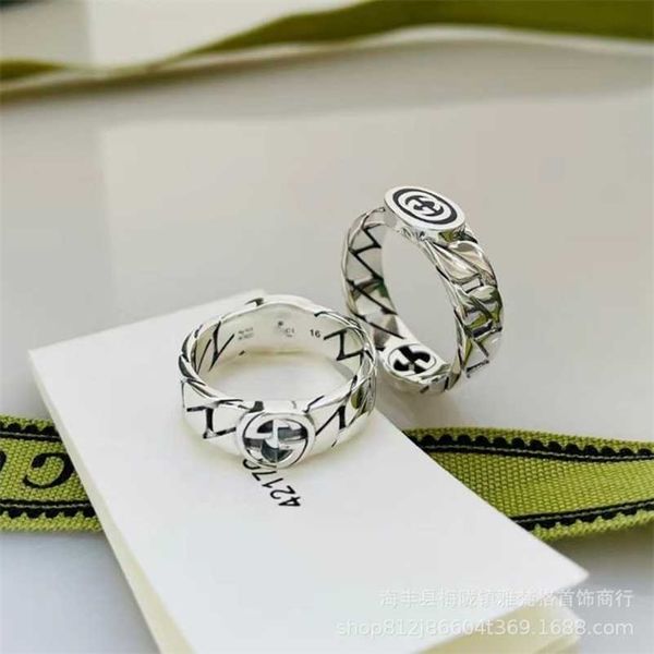 

designer jewelry bracelet necklace horse rank rope chain black enamel 925 men's women's same style couple's ring high quality, Silver