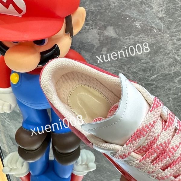

fashion womens mens quality casual shoes brand leather lace-up sneaker running trainers letters flat printed sneakers, Red;white