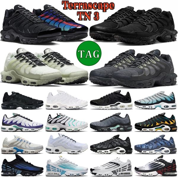 

tn plus 3 terrascape running shoes men women triple black anthracite white grape ice barely volt unity hyper blue gradient bred mens trainer