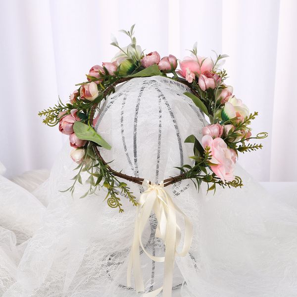 

forest style simulation rose wreath, european and american tourism p design network, red wreath, bride, corolla, children, bow and hair hoop, Silver