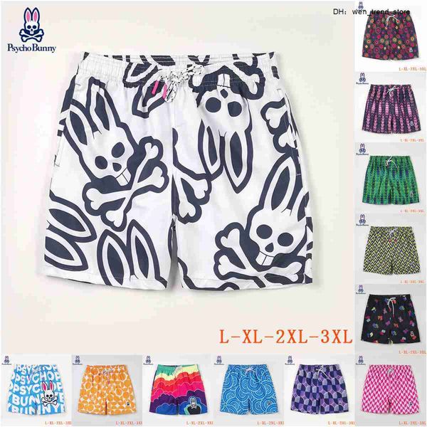 

original standard psycho bunny skeleton rabbit printed men's shorts 2023 new designer short summer fashion casual quick dry beach swim, White;black