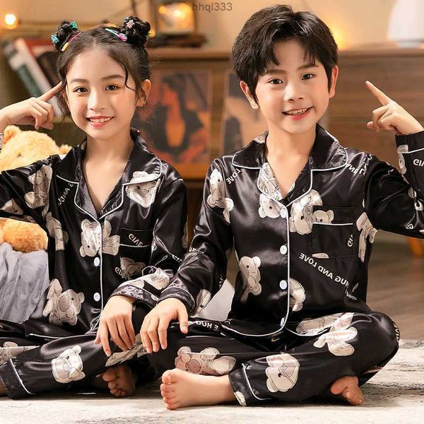 

wlmg yt8c pajamas toddler boy stripe 3 5 7 9 11years children satin pajama sets kids baby sleepwear girls pyjamas teen silk cute pjs suit t2, Blue;red