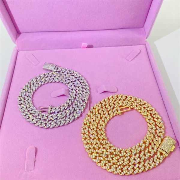 

fine jewelry wholesale 925 silver white gold plated women cuban link necklace 8mm iced out miami cuban link chain