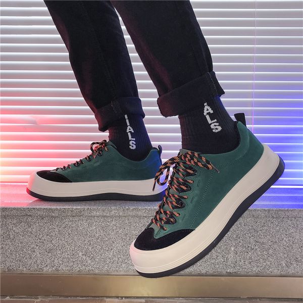 

size 39-44 men shoes suede leather casual shoes male new brand fashion walking sneakers basket femme tenis feminino, Black