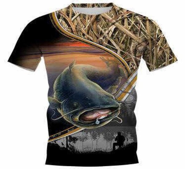 

summer men's new tshirt d digital printing fishing fashion youth street short sleeve tut, White;black