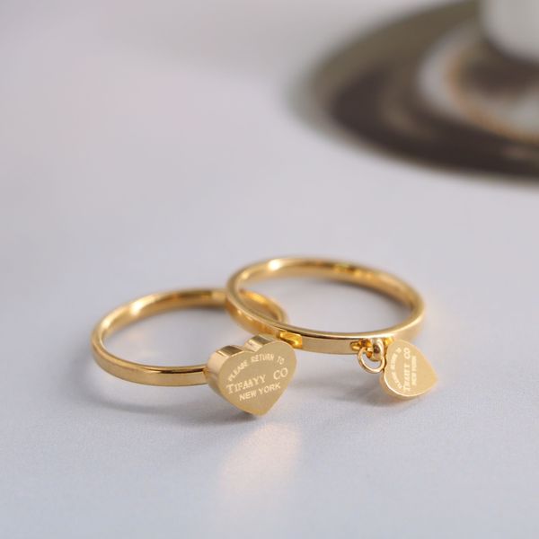 

2023 fashion designer heart ring luxury women's ring luxury personality men's and women's jewelry, Silver