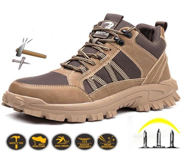 

boots safety work shoes for men indestructible steel toe cap construction sneakers all season combat7920539, Black