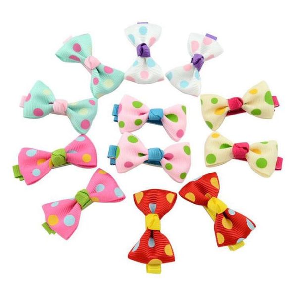 

kids bows hair clips polka dot ribbon bows hairpins for girls childrens boutique bow with clips 7 style baby hairs barrettes acces6464463, Slivery;white