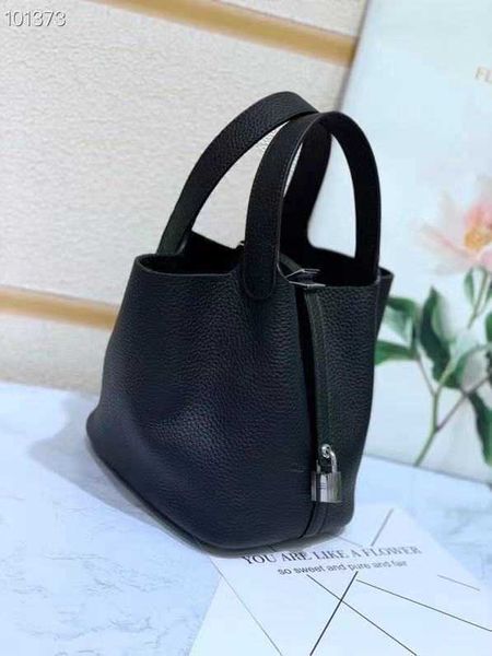 

original edition 7a h home designer picotin lock bags 2023 new color matching vegetable basket bag leather bucket lychee grain layer cowhide