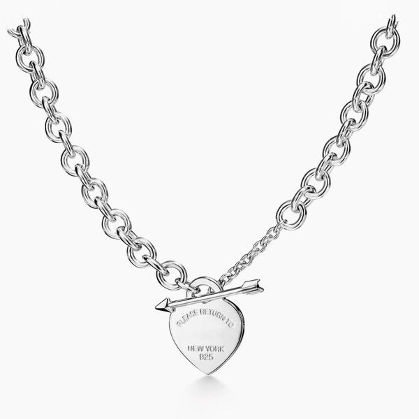 

european and american stainless steel bracelet necklace set fashion designer women's love pendant holiday jewelry gift with box, Silver