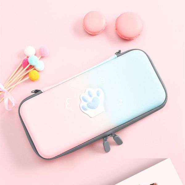 

organizer cute cat paw style bag for nintendo switch game console gradient color carry case storage bag handbag for ns game console