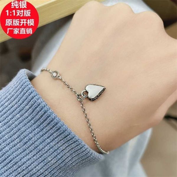 

designer jewelry necklace ring 925 heart-shaped vine lace love pendant bracelet women's old bracelet high quality, Black