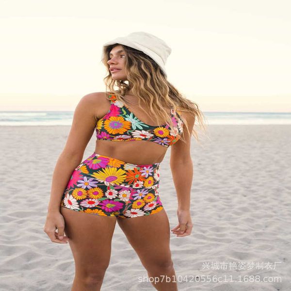 

new printed women's bikini split high waist flat angle bikini swimwear, White;black
