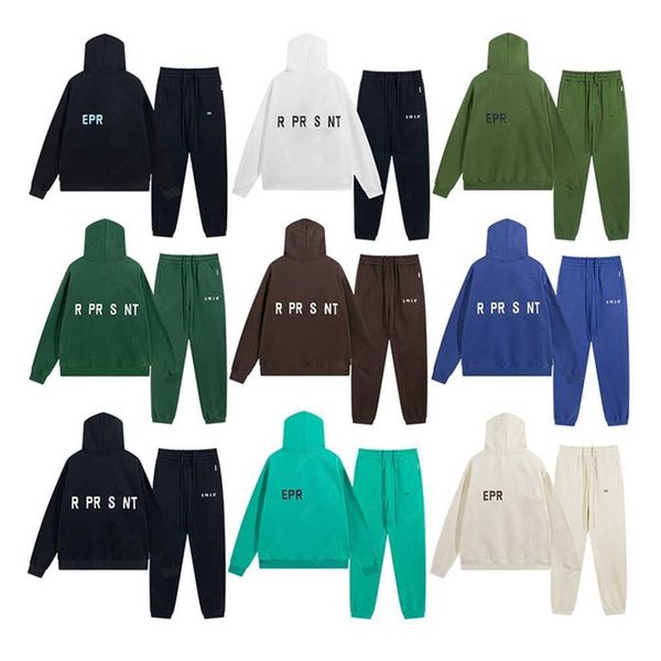 

black r hoodie designers mens tracksuits sweater trousers piece set streetwear sweatshirts sports suits hfgl 3266, Gray